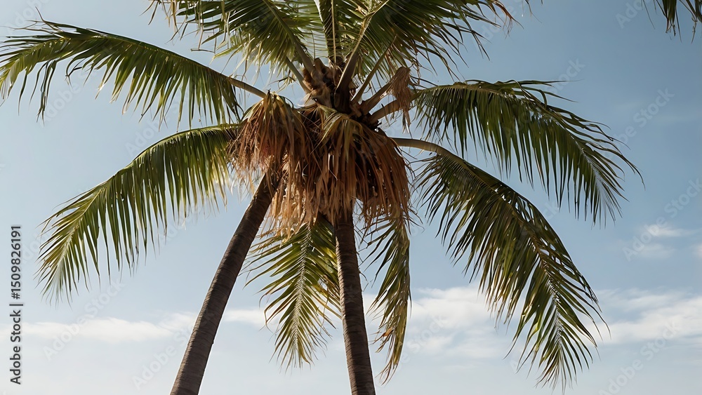 Obraz premium coconut palm tree on blue sky