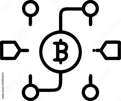 cripto currency vector outline icon on white or transparent background	