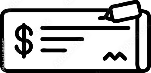 payment check vector outline icon on white or transparent background	