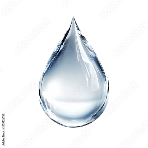 Single Water Drop on Transparent Background, PNG
