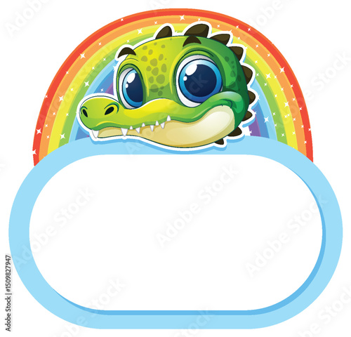 Colorful Crocodile with Rainbow Background