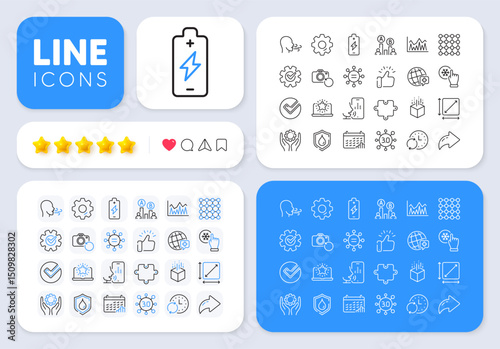 Best laptop, Waterproof and Voicemail line icons for web app. Message, Share, Like social media icons. Pack of Web3, Ab testing, Augmented reality pictogram icons. Vector