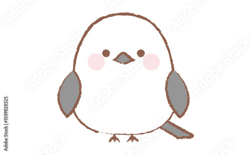 かわいいシマエナガの手描き風のキャラクターイラスト