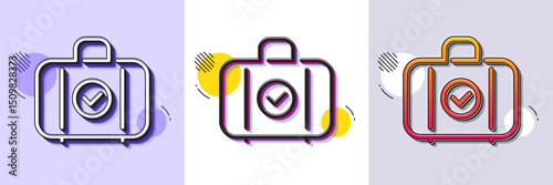 Carry-on baggage line icon. Halftone dotted pattern. Gradient icon with grain shadow. Travel handbag sign. Allowed luggage bag symbol. Line carry-on baggage icon. Various designs. Vector