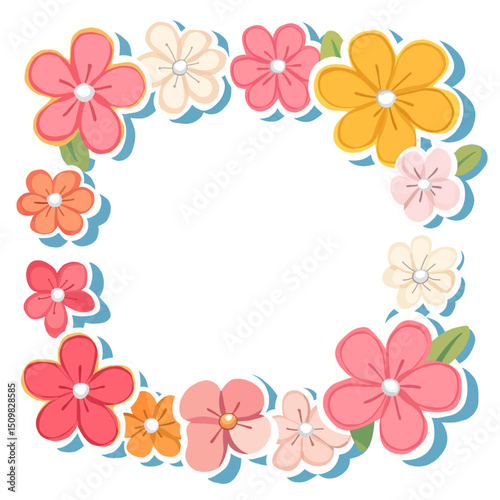 A cheerful frame of blooming flowers bringing joy and warmth