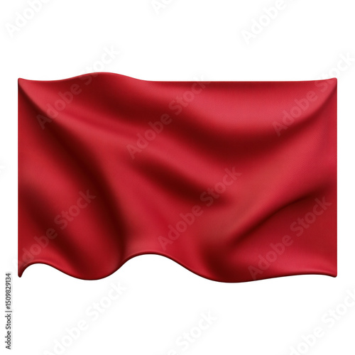 A vibrant red flag with flowing fabric texture and realistic shadow effects.