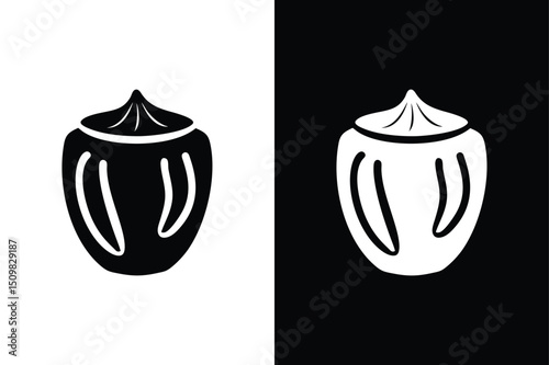 Cumin Flower Icon. Black and White Silhouette Vector Illustration