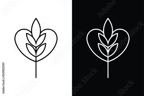 Fenugreek Vector Illustration. Hand-Drawn Leaf and Branch Line Artwork