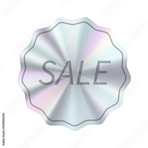 Holographic Sticker Set with Shiny Metallic Gradient Badges, Sale Tags for Business