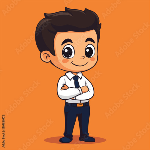 Confident Young Businessman Cartoon Illustration