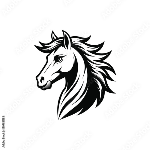 Fierce Horse Head Vector Illustration