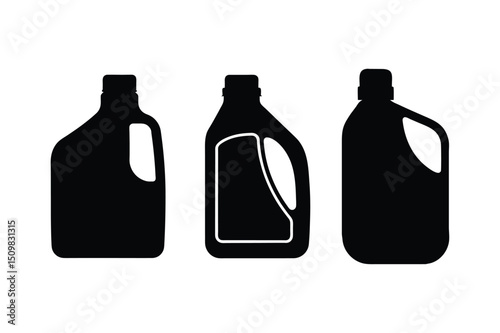 Oil Bottle Silhouette Vector Set | Isolated Black SVG Graphic for Apparel & Printable Use