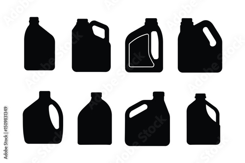 Oil Bottle Silhouette Vector Set | Isolated Black SVG Graphic for Apparel & Printable Use