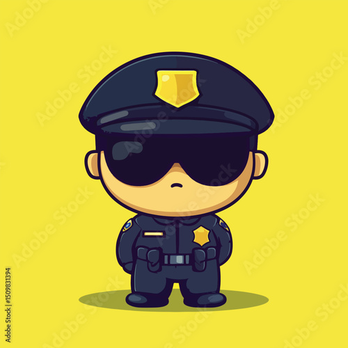 Cool Cartoon Police Officer with Sunglasses
