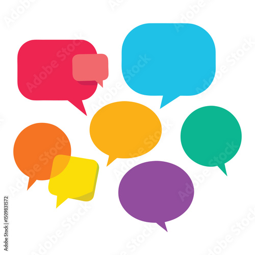 Set of flat colorful bubble speech vector. Banners, price tags, stickers, posters, badges in serial. Isolated on white background. 