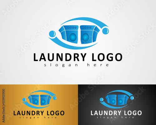 washing machine logo with laundry concept designed for business icon