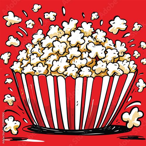 comic style popcorn illustration for graphic design