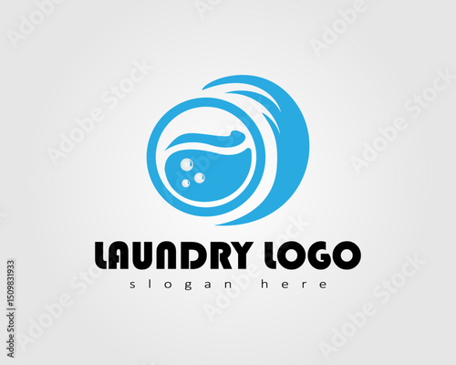 icon laundry concept water cleaner logo design