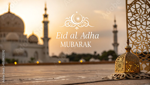 Happy Eid-Al-Adha Mubarak vector template, Eid-Al-Adha greeting card, vector illustration.
