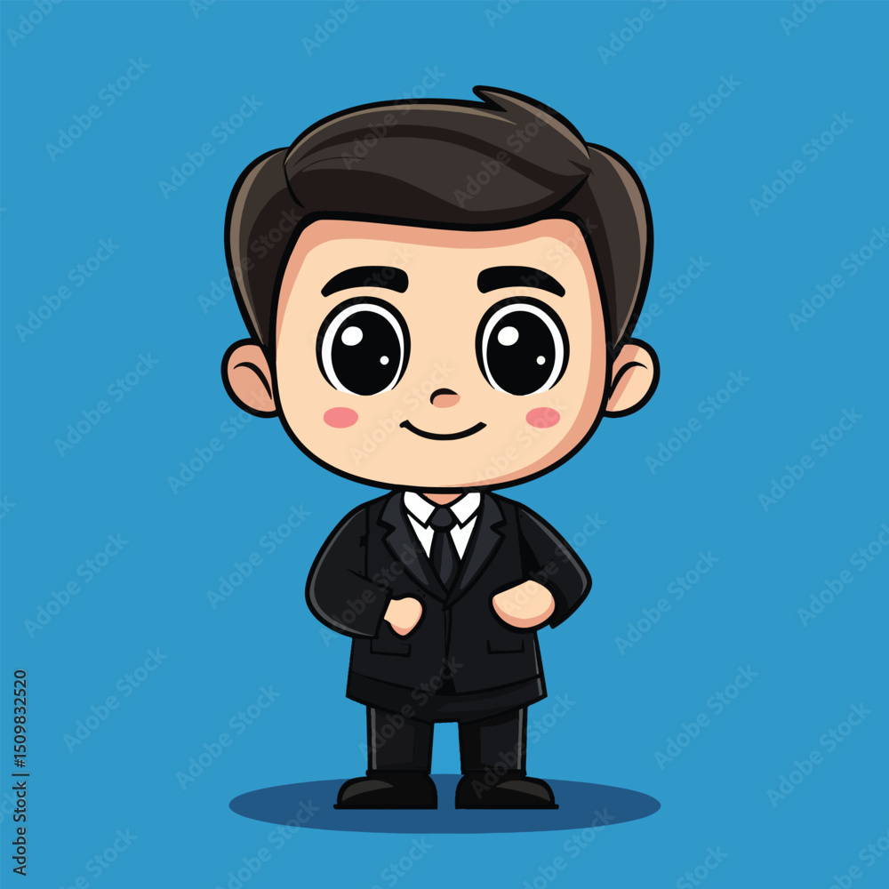 Cute Cartoon Businessman in Formal Attire Cute Cartoon Businessman in Formal Attire