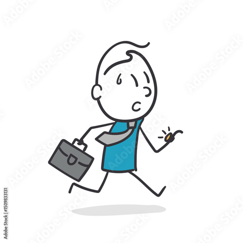 Man Running Late. Frantic business rushing to work.