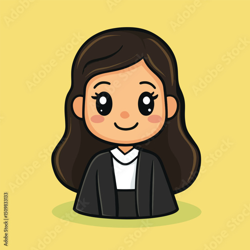 Cute Cartoon Character of a Young Woman in Formal Attire