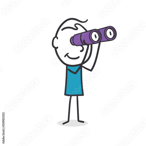 Man using binoculars observing something in the distance.