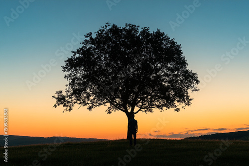 Wallpaper Mural Silhouette of a man standing next to a tree Torontodigital.ca