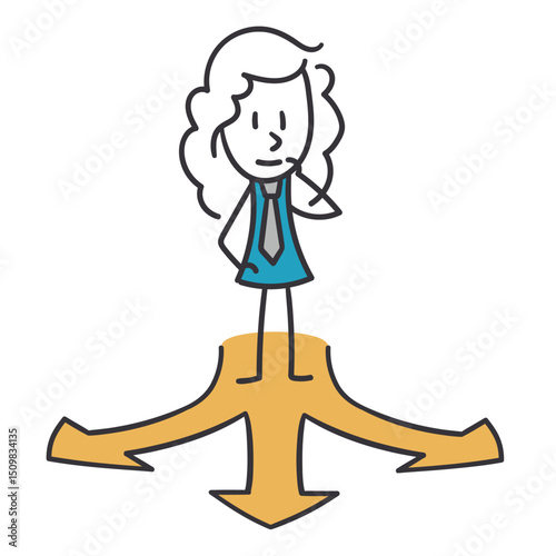 Businesswoman Decision Making. Concept of choice, dilemma, or weighing different options