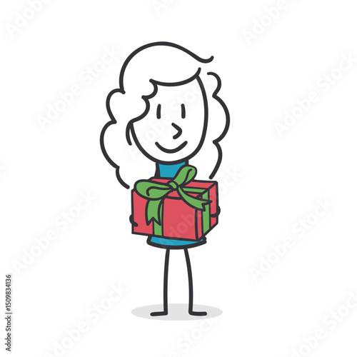 Woman Presenting a Thoughtful Gift. Concepts of celebration, generosity and thoughtfulness