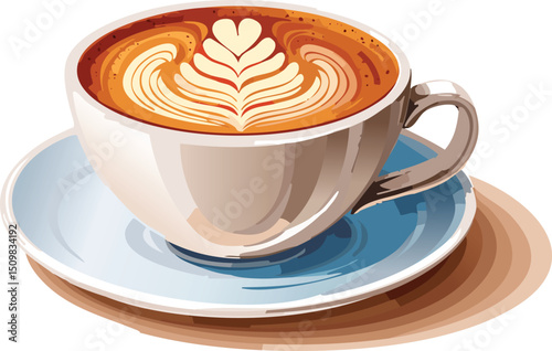 Latte Art on Frothy Coffee Surface