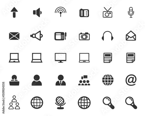 Collection of communication and business icons for web design and graphic design projects and applications