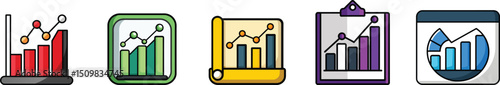 Business Graph or Chart Icon Representing Financial Data, Analytics and Growth Metrics for Corporate Reports and Presentations