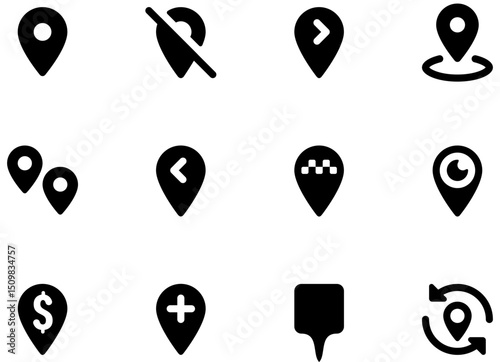 Set of Map pin icons	
