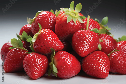 Strawberries on a wet, reflective surface