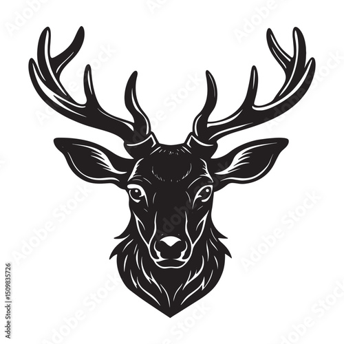 Deer head vector art silhouette 1.