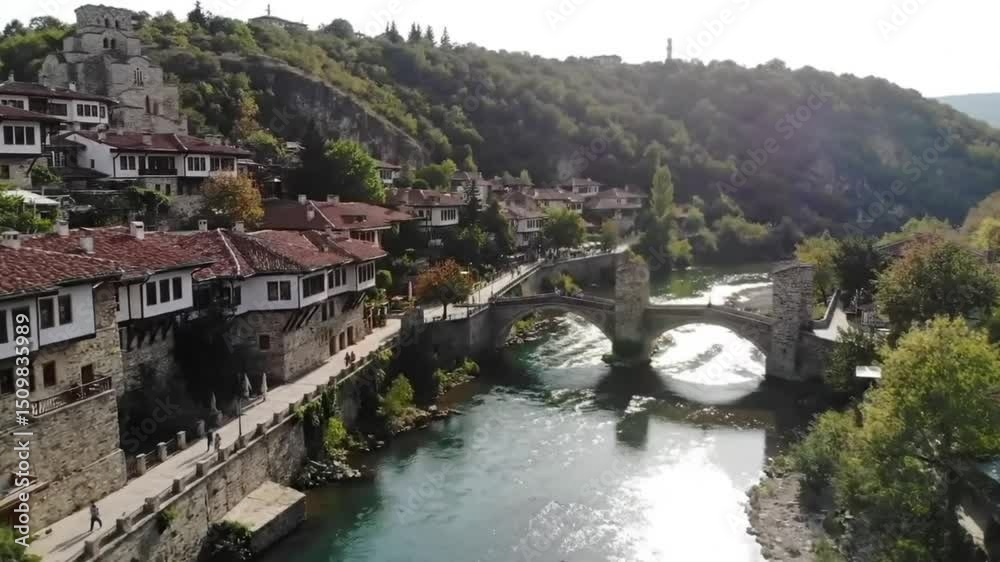 Osma Bridge and River in Lovech, Bulgaria Osma Bridge and River in Lovech, Bulgaria