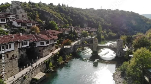 Osma Bridge and River in Lovech, Bulgaria photo