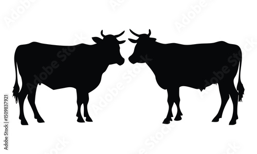 cow silhouette vector illustration. Dairy Cow silhouette icon symbol