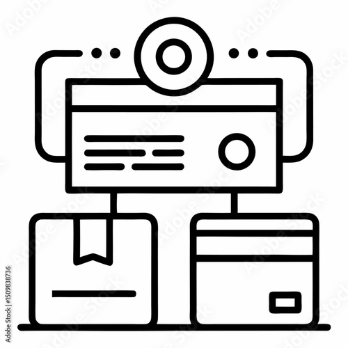Payment gateway outline icon on white background