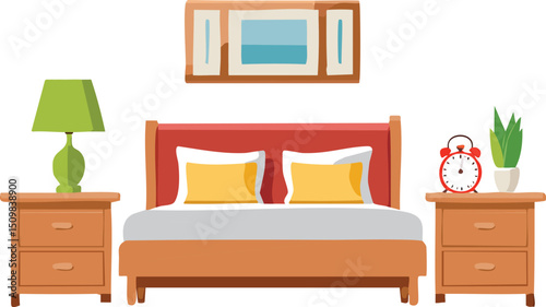 Bed with blanket, pillow