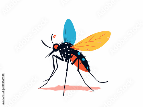 Cute mosquito cartoon, isolated on white background