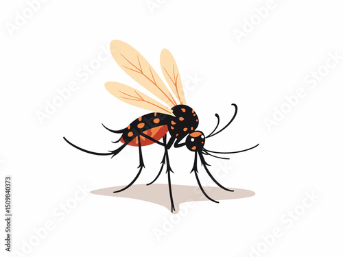 Cute mosquito cartoon, isolated on white background