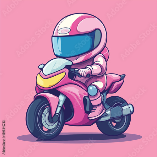 Pink Motorcycle Rider in Stylish Helmet