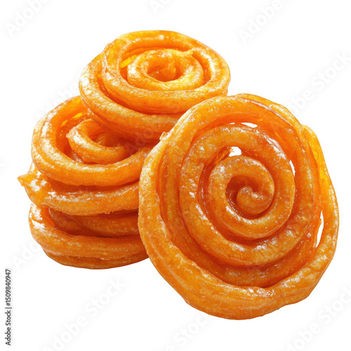 Pile of jalebi, indian sweet isolated on white background