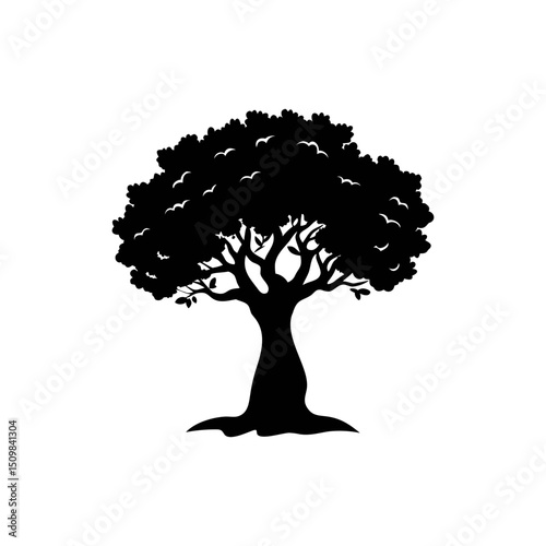 Olive Tree silhouette, vector silhouette of a tree on a transparent background