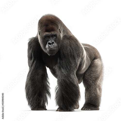 Isolated gorilla primate mammal wildlife animal ape silverback powerful strong endangered species zoo