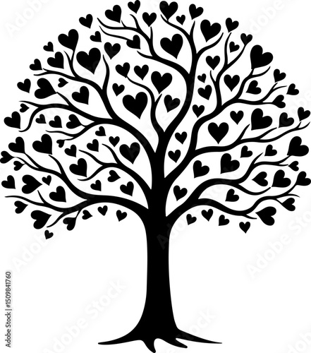 Romantic Couple Under Heart Tree Silhouette vector