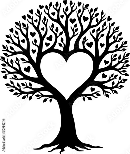 Romantic  Heart Tree   Couple Under vector design