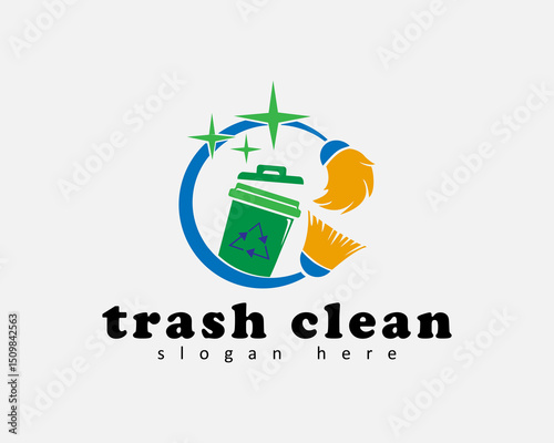 trash bin logo vector concept cleaner for company